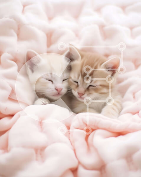 Σετ των 2 Intra Συλλεκτικό Ξύλινο Παζλ Plywood  4mm - Χαριτωμένα γατάκια που κοιμούνται μαζί σε μια ροζ κουβέρτα Σε Ξύλινο Κουτί - Διαστάσεις: 10x10 cm – 25 κομμάτια