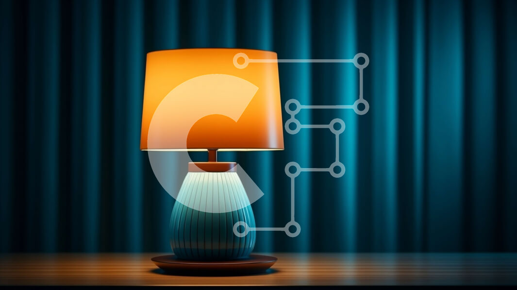 Intra Συλλεκτικό Ξύλινο Παζλ Plywood  4mm - Μπλε επιτραπέζιο φωτιστικό με κίτρινη σκιά σε ξύλινο τραπέζι Σε Ξύλινο Κουτί - Διαστάσεις Puzzle: 10x10 cm – 25 κομμάτια