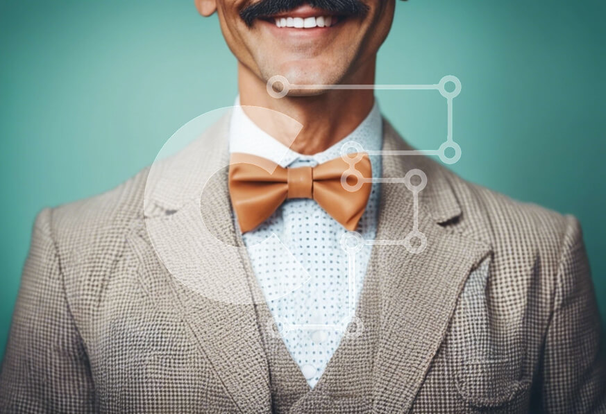 Intra Συλλεκτικό Ξύλινο Παζλ Plywood  4mm - Άνδρας με καφέ παπιγιόν και μουστάκι Σε Ξύλινο Κουτί - Διαστάσεις Puzzle: 10x10 cm – 25 κομμάτια