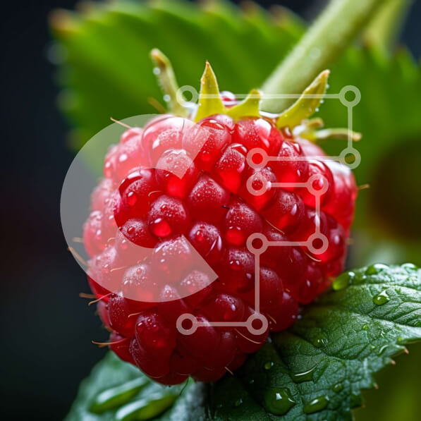 Intra Συλλεκτικό Ξύλινο Παζλ Plywood  4mm - Κόκκινο βατόμουρο με σταγονίδια νερού σε ένα φύλλο Σε Ξύλινο Κουτί - Διαστάσεις: 10x10 cm – 25 κομμάτια