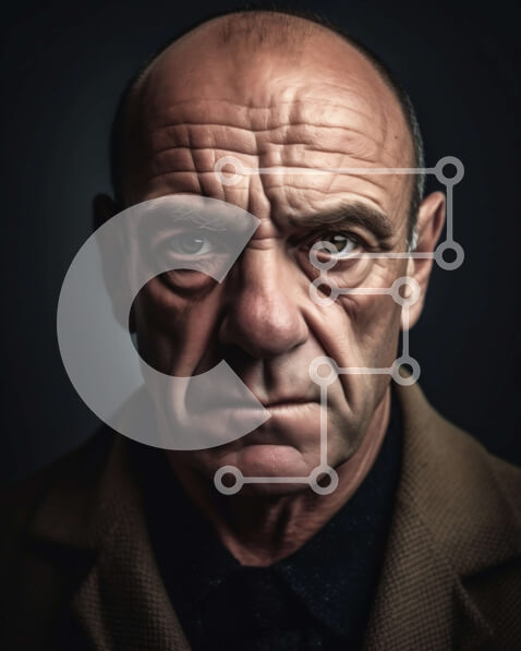 Intra Συλλεκτικό Ξύλινο Παζλ Plywood  4mm - Πορτρέτο ενός μεσήλικα με μια σοβαρή έκφραση Σε Ξύλινο Κουτί - Διαστάσεις Puzzle: 10x10 cm – 25 κομμάτια