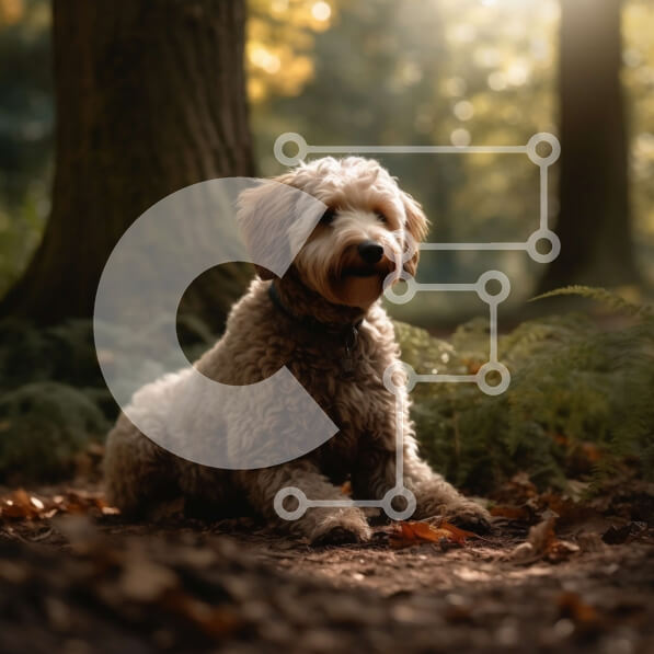 Intra Συλλεκτικό Ξύλινο Παζλ Plywood  4mm - Άνετη εικόνα ενός καφέ σκύλου στο δάσος με πεσμένα φύλλα Σε Ξύλινο Κουτί - Διαστάσεις: 10x10 cm – 25 κομμάτια