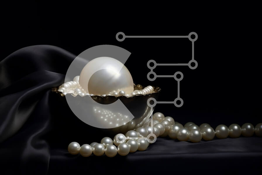 Intra Συλλεκτικό Ξύλινο Παζλ Plywood  4mm - Όμορφη κινηματογράφηση σε πρώτο πλάνο από λευκό μαργαριτάρι σε ασημένιο μπολ σε μαύρο φόντο Σε Ξύλινο Κουτί - Διαστάσεις: 10x10 cm – 25 κομμάτια