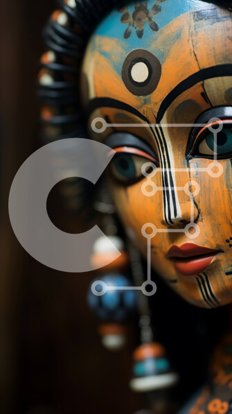 Intra Συλλεκτικό Ξύλινο Παζλ Plywood  4mm - Ζωντανό ξύλινο άγαλμα μιας γυναίκας με περίπλοκα σκαλίσματα Σε Ξύλινο Κουτί - Διαστάσεις Puzzle: 10x10 cm – 25 κομμάτια