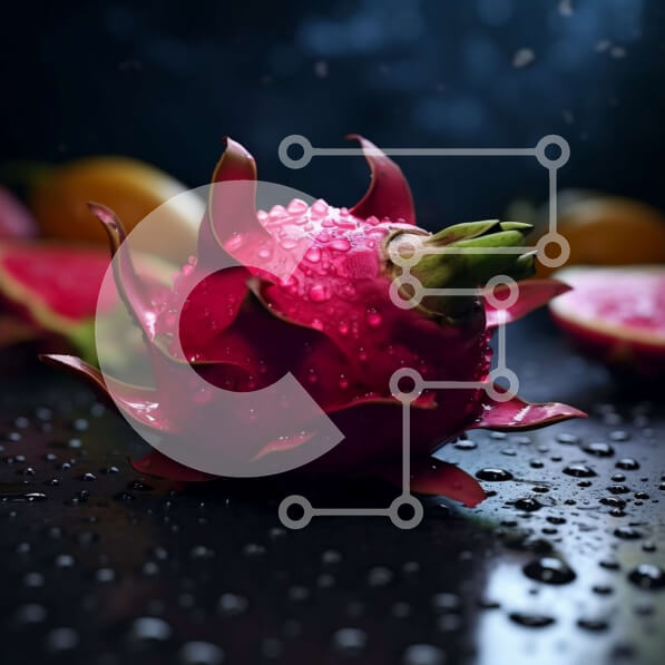 Σετ των 2 Intra Συλλεκτικό Ξύλινο Παζλ Plywood  4mm - Κοντινό πλάνο ενός ζουμερού φρούτου δράκου σε μια σκοτεινή επιφάνεια Σε Ξύλινο Κουτί - Διαστάσεις: 10x10 cm – 25 κομμάτια