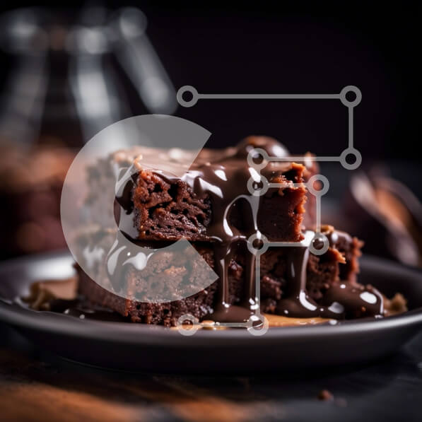 Σετ των 2 Intra Συλλεκτικό Ξύλινο Παζλ Plywood  4mm - Γκρο πλαν φωτογραφία του υγρού και μυρωδάτου μπράουνι σοκολάτας με τη σάλτσα σοκολάτας Σε Ξύλινο Κουτί - Διαστάσεις: 10x10 cm – 25 κομμάτια