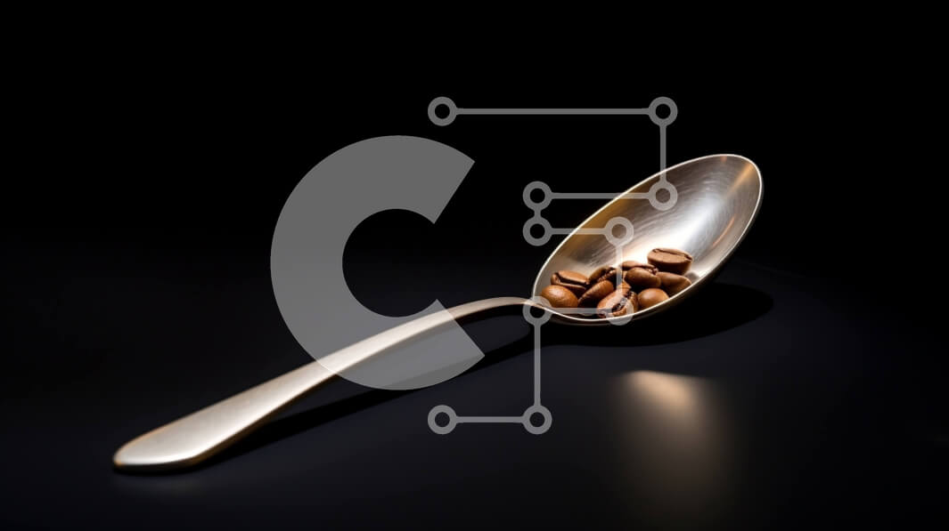 Σετ των 2 Intra Συλλεκτικό Ξύλινο Παζλ Plywood  4mm - Κουτάλι με κόκκους καφέ χυμένους σε μαύρη επιφάνεια Σε Ξύλινο Κουτί - Διαστάσεις: 10x10 cm – 25 κομμάτια