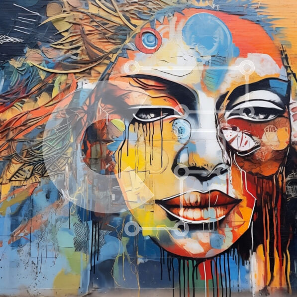 Intra Συλλεκτικό Ξύλινο Παζλ Plywood  4mm - Εκπληκτική τοιχογραφία γυναικείου προσώπου με πολύχρωμο φόντο Σε Ξύλινο Κουτί - Διαστάσεις Puzzle: 10x10 cm – 25 κομμάτια