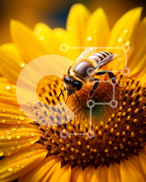 Intra Συλλεκτικό Ξύλινο Παζλ Plywood  4mm - Όμορφη εικόνα μιας μέλισσας σε έναν ηλίανθο Σε Ξύλινο Κουτί - Διαστάσεις: 10x10 cm – 25 κομμάτια