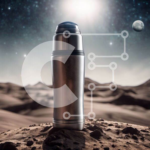 Intra Συλλεκτικό Ξύλινο Παζλ Plywood  4mm - Μπουκάλι νερού από ανοξείδωτο χάλυβα στο τοπίο της ερήμου Σε Ξύλινο Κουτί - Διαστάσεις: 10x10 cm – 25 κομμάτια