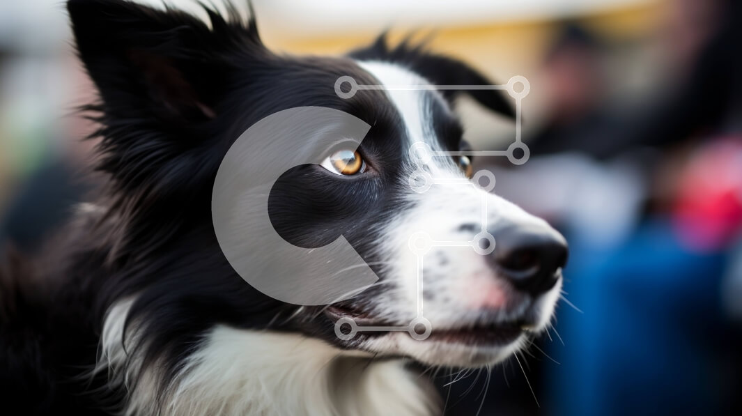 Σετ των 2 Intra Συλλεκτικό Ξύλινο Παζλ Plywood  4mm - Περίεργος ασπρόμαυρος σκύλος με καφέ μύτη και μάτια Σε Ξύλινο Κουτί - Διαστάσεις: 10x10 cm – 25 κομμάτια