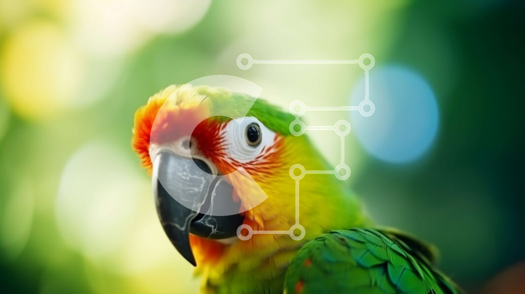 Intra Συλλεκτικό Ξύλινο Παζλ Plywood  4mm - Πολύχρωμος παπαγάλος με ανοιχτό ράμφος Σε Ξύλινο Κουτί - Διαστάσεις: 10x10 cm – 25 κομμάτια