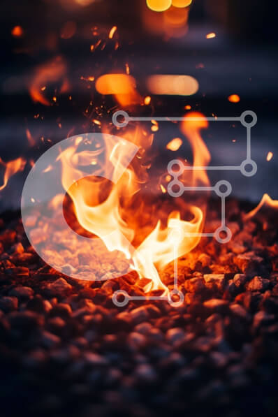 Σετ των 2 Intra Συλλεκτικό Ξύλινο Παζλ Plywood  4mm - Κοντινό πλάνο του λάκκου της φωτιάς με λαμπερή χόβολη και φλόγες που τρίζουν Σε Ξύλινο Κουτί - Διαστάσεις: 10x10 cm – 25 κομμάτια