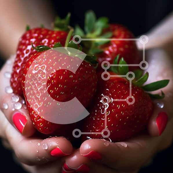 Σετ των 2 Intra Συλλεκτικό Ξύλινο Παζλ Plywood  4mm - Όμορφη εικόνα ώριμων φραουλών που κρατούνται στα χέρια της γυναίκας Σε Ξύλινο Κουτί - Διαστάσεις: 10x10 cm – 25 κομμάτια