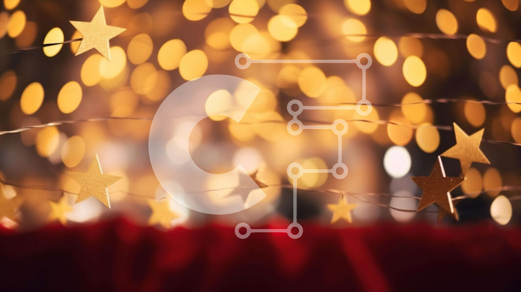 Intra Συλλεκτικό Ξύλινο Παζλ Plywood  4mm - Χρυσά αστέρια σε θολό φόντο για γιορτές διακοπών Σε Ξύλινο Κουτί - Διαστάσεις: 10x10 cm – 25 κομμάτια