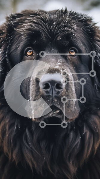 Σετ των 2 Intra Συλλεκτικό Ξύλινο Παζλ Plywood  4mm - Μεγάλο μαύρο σκυλί με δασύτριχο παλτό στο χιόνι Σε Ξύλινο Κουτί - Διαστάσεις: 10x10 cm – 25 κομμάτια