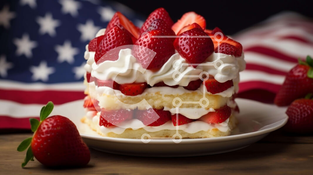 Σετ των 2 Intra Συλλεκτικό Ξύλινο Παζλ Plywood  4mm - Κέικ American Flag με φράουλες και σαντιγί Σε Ξύλινο Κουτί - Διαστάσεις: 10x10 cm – 25 κομμάτια