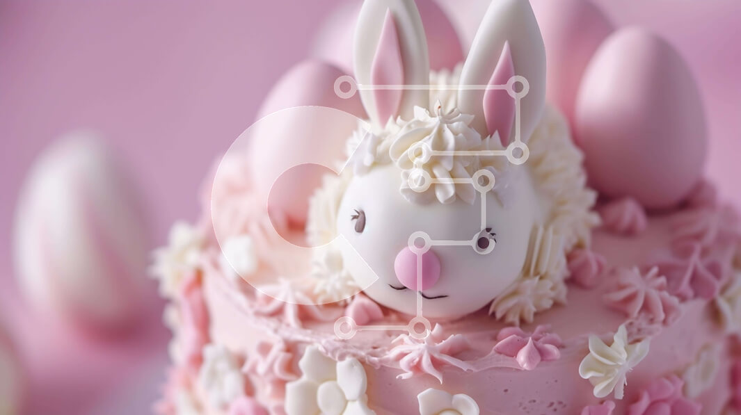 Intra Συλλεκτικό Ξύλινο Παζλ Plywood  4mm - Πασχαλινό κέικ λαγουδάκι με αυγά και διακοσμητικά Σε Ξύλινο Κουτί - Διαστάσεις: 10x10 cm – 25 κομμάτια