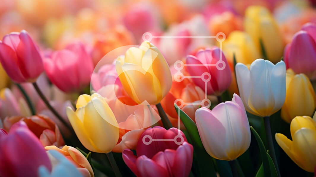 Intra Συλλεκτικό Ξύλινο Παζλ Plywood  4mm - Πολύχρωμα χωράφια τουλιπών σε πλήρη άνθιση Σε Ξύλινο Κουτί - Διαστάσεις: 10x10 cm – 25 κομμάτια