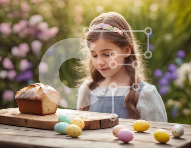 Intra Συλλεκτικό Ξύλινο Παζλ Plywood  4mm - Νεαρό κορίτσι με τα Πασχαλινά αυγά και τα αυτιά λαγουδάκι Σε Ξύλινο Κουτί - Διαστάσεις: 10x10 cm – 25 κομμάτια