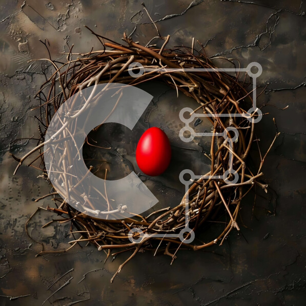 Intra Συλλεκτικό Ξύλινο Παζλ Plywood  4mm - Κόκκινο Πασχαλινό αυγό στο ανοιξιάτικο στεφάνι Σε Ξύλινο Κουτί - Διαστάσεις: 10x10 cm – 25 κομμάτια