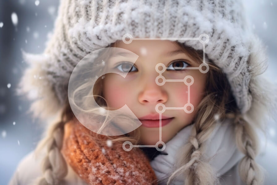 Intra Συλλεκτικό Ξύλινο Παζλ Plywood  4mm - Αξιολάτρευτη εικόνα ενός νεαρού κοριτσιού στο χιόνι Σε Ξύλινο Κουτί - Διαστάσεις Puzzle: 10x10 cm – 25 κομμάτια