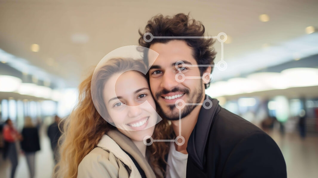 Intra Συλλεκτικό Ξύλινο Παζλ Plywood  4mm - Χαμογελαστό ζευγάρι που ποζάρει μαζί σε ένα εσωτερικό περιβάλλον Σε Ξύλινο Κουτί - Διαστάσεις Puzzle: 10x10 cm – 25 κομμάτια