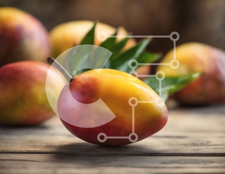 Σετ των 2 Intra Συλλεκτικό Ξύλινο Παζλ Plywood  4mm - Ομάδα ώριμων και άγουρων μάνγκο σε ξύλινη επιφάνεια Σε Ξύλινο Κουτί - Διαστάσεις: 10x10 cm – 25 κομμάτια