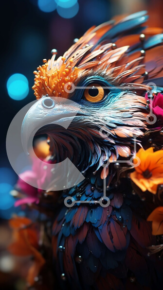 Σετ των 2 Intra Συλλεκτικό Ξύλινο Παζλ Plywood  4mm - Εκπληκτική εικόνα ενός πολύχρωμου πουλιού με περίπλοκα φτερά και κορώνα λουλουδιών Σε Ξύλινο Κουτί - Διαστάσεις: 10x10 cm – 25 κομμάτια