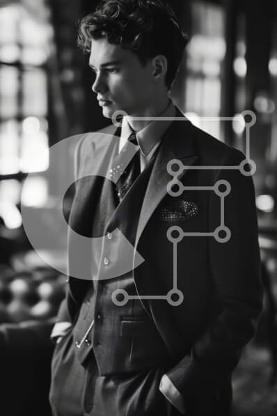 Intra Συλλεκτικό Ξύλινο Παζλ Plywood  4mm - Νεαρός άνδρας με κομψό κοστούμι που στέκεται στο δωμάτιο Σε Ξύλινο Κουτί - Διαστάσεις Puzzle: 10x10 cm – 25 κομμάτια