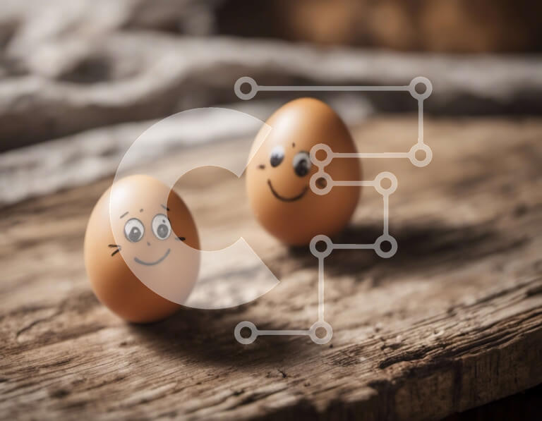 Intra Συλλεκτικό Ξύλινο Παζλ Plywood  4mm - Χαρούμενα χαμογελαστά αυγά σε ξύλινη επιφάνεια Σε Ξύλινο Κουτί - Διαστάσεις Puzzle: 10x10 cm – 25 κομμάτια