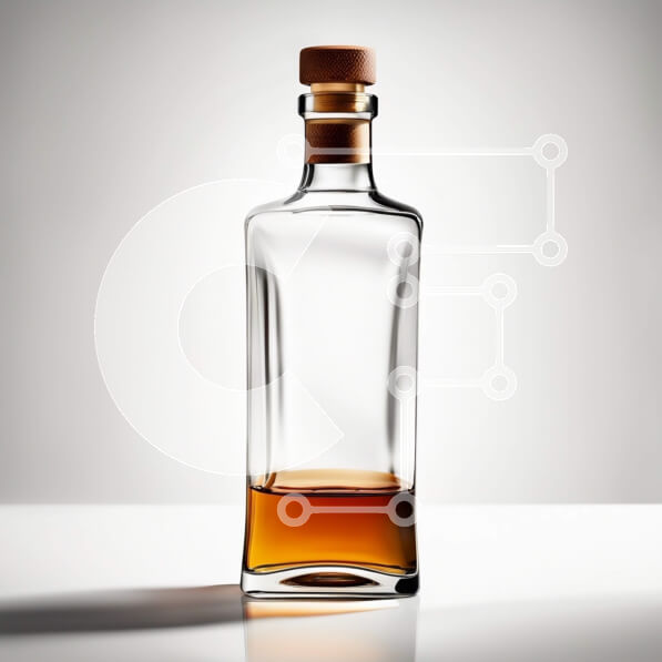 Σετ των 2 Intra Συλλεκτικό Ξύλινο Παζλ Plywood  4mm - Διαφανές γυάλινο μπουκάλι ουίσκι με ξύλινο καπάκι Σε Ξύλινο Κουτί - Διαστάσεις: 10x10 cm – 25 κομμάτια