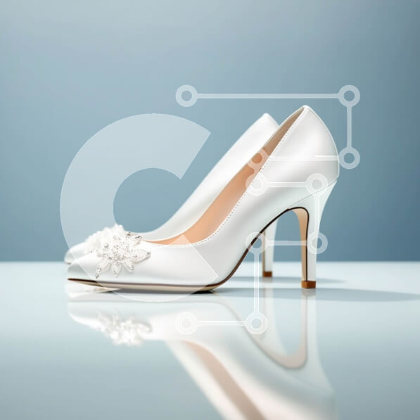 Σετ των 2 Intra Συλλεκτικό Ξύλινο Παζλ Plywood  4mm - Κομψά λευκά ψηλοτάκουνα παπούτσια με μαργαριταρένια διακόσμηση Σε Ξύλινο Κουτί - Διαστάσεις: 10x10 cm – 25 κομμάτια