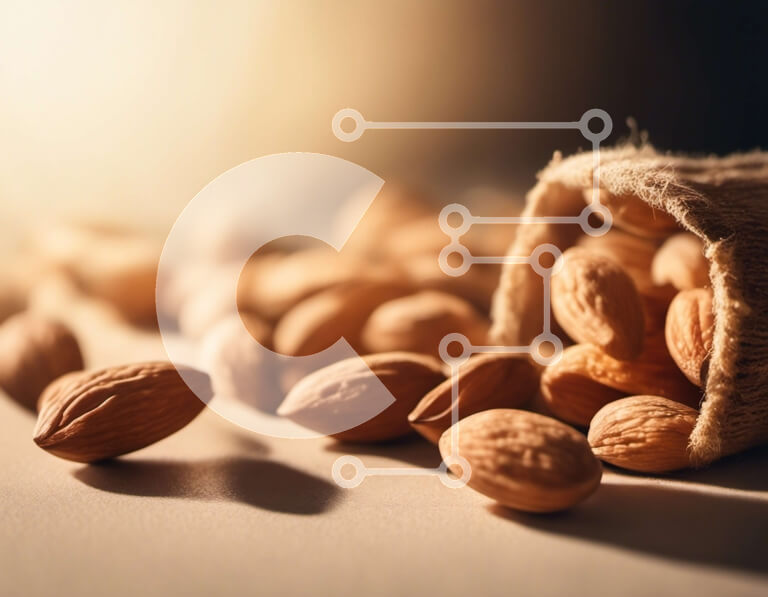 Σετ των 2 Intra Συλλεκτικό Ξύλινο Παζλ Plywood  4mm - Κοντινό πλάνο διάσπαρτα αμύγδαλα Σε Ξύλινο Κουτί - Διαστάσεις: 10x10 cm – 25 κομμάτια