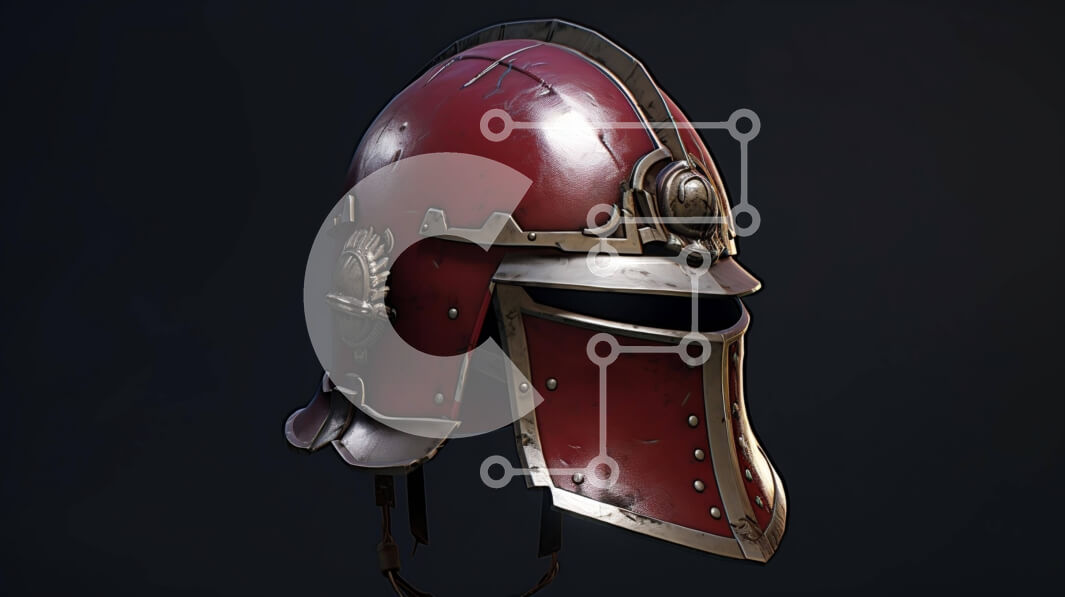 Intra Συλλεκτικό Ξύλινο Παζλ Plywood  4mm - Κόκκινο και ασημί στρατιωτικό κράνος σε σκούρο φόντο με ανάγλυφη σχεδίαση Σε Ξύλινο Κουτί - Διαστάσεις: 10x10 cm – 25 κομμάτια