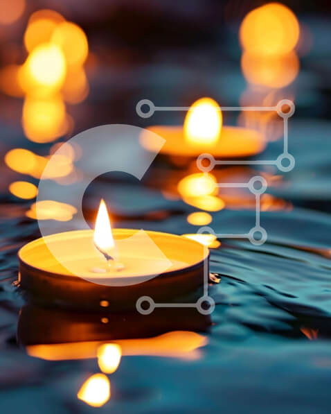 Intra Συλλεκτικό Ξύλινο Παζλ Plywood  4mm - Αναμμένα κεριά που επιπλέουν στο νερό Σε Ξύλινο Κουτί - Διαστάσεις Puzzle: 10x10 cm – 25 κομμάτια