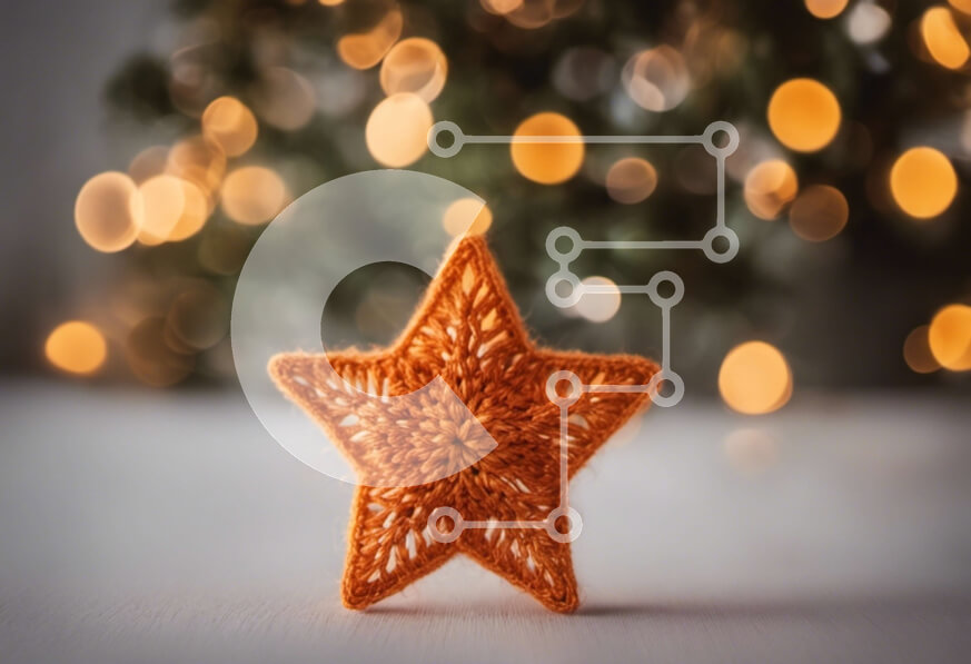 Intra Συλλεκτικό Ξύλινο Παζλ Plywood  4mm - Αστέρι με κροσέ με φωτισμένο χριστουγεννιάτικο δέντρο Σε Ξύλινο Κουτί - Διαστάσεις: 10x10 cm – 25 κομμάτια