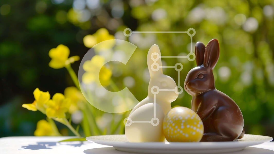 Intra Συλλεκτικό Ξύλινο Παζλ Plywood  4mm - Γιορτή Πασχαλινών κουνελιών και αυγών Σε Ξύλινο Κουτί - Διαστάσεις: 10x10 cm – 25 κομμάτια