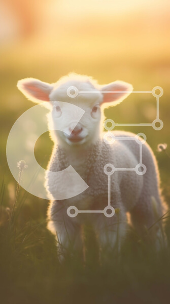 Σετ των 2 Intra Συλλεκτικό Ξύλινο Παζλ Plywood  4mm - Αξιολάτρευτη εικόνα ενός αρνιού που στέκεται σε ένα χωράφι με ψηλό γρασίδι Σε Ξύλινο Κουτί - Διαστάσεις: 10x10 cm – 25 κομμάτια