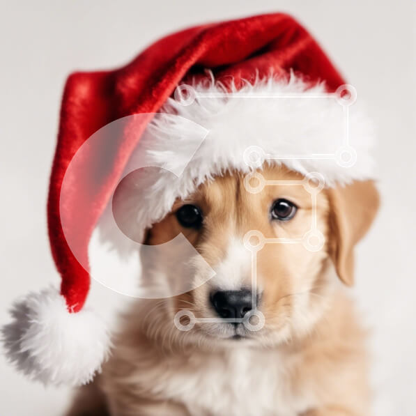 Intra Συλλεκτικό Ξύλινο Παζλ Plywood  4mm - Αξιολάτρευτο κουτάβι που φοράει καπέλο Άγιου Βασίλη Σε Ξύλινο Κουτί - Διαστάσεις: 10x10 cm – 25 κομμάτια