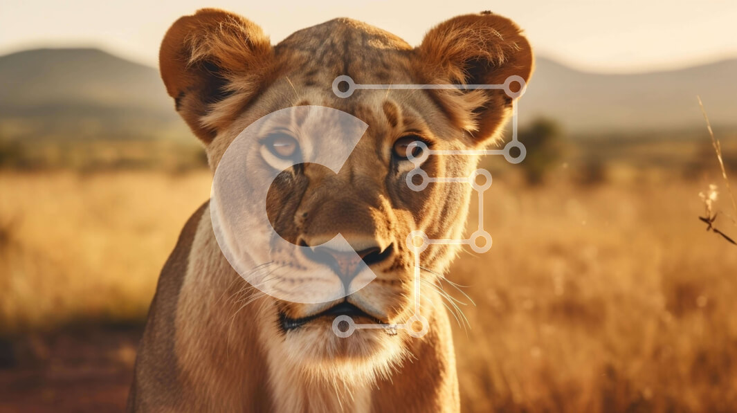 Intra Συλλεκτικό Ξύλινο Παζλ Plywood  4mm - Μεγαλοπρεπές λιοντάρι σε ένα χορταριασμένο χωράφι Σε Ξύλινο Κουτί - Διαστάσεις: 10x10 cm – 25 κομμάτια