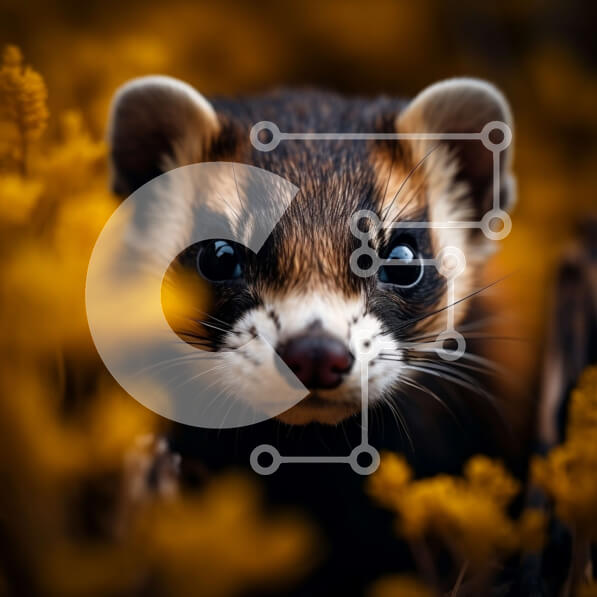 Intra Συλλεκτικό Ξύλινο Παζλ Plywood  4mm - Κοντινή όψη μιας νυφίτσας ή ενός κουνάβι Σε Ξύλινο Κουτί - Διαστάσεις: 10x10 cm – 25 κομμάτια