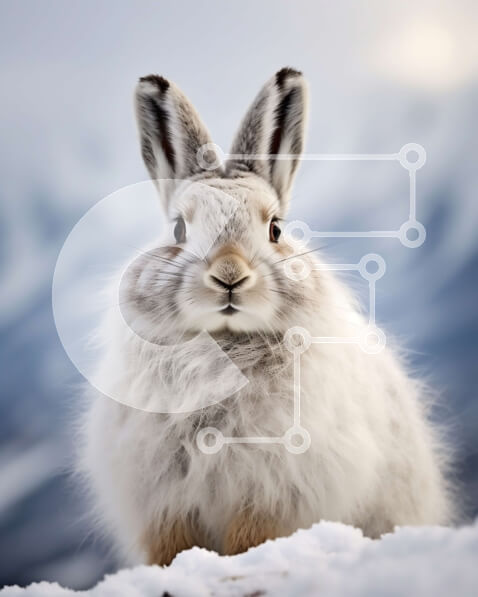 Σετ των 2 Intra Συλλεκτικό Ξύλινο Παζλ Plywood  4mm - Αξιολάτρευτη εικόνα ενός χνουδωτού λευκού κουνελιού σε ένα χιονισμένο βουνό Σε Ξύλινο Κουτί - Διαστάσεις: 10x10 cm – 25 κομμάτια