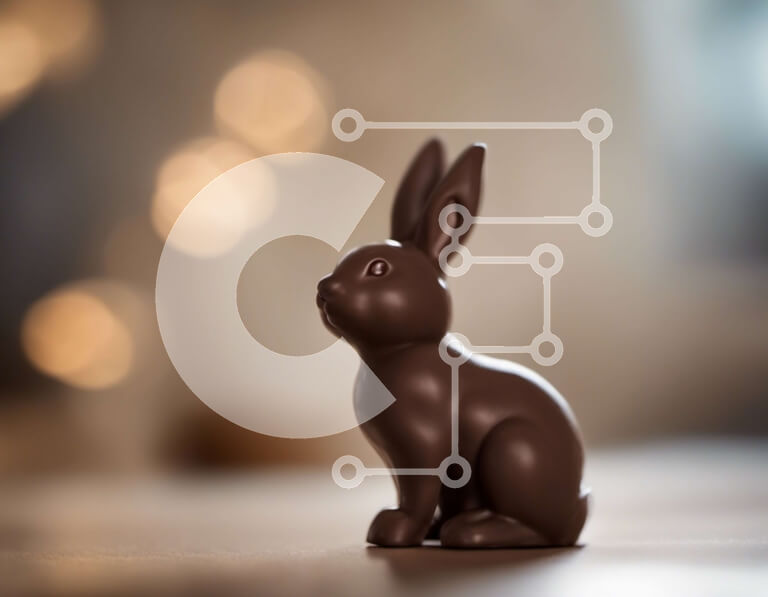 Σετ των 2 Intra Συλλεκτικό Ξύλινο Παζλ Plywood  4mm - Μικρό σοκολατένιο ειδώλιο λαγουδάκι σε τραπέζι Σε Ξύλινο Κουτί - Διαστάσεις: 10x10 cm – 25 κομμάτια