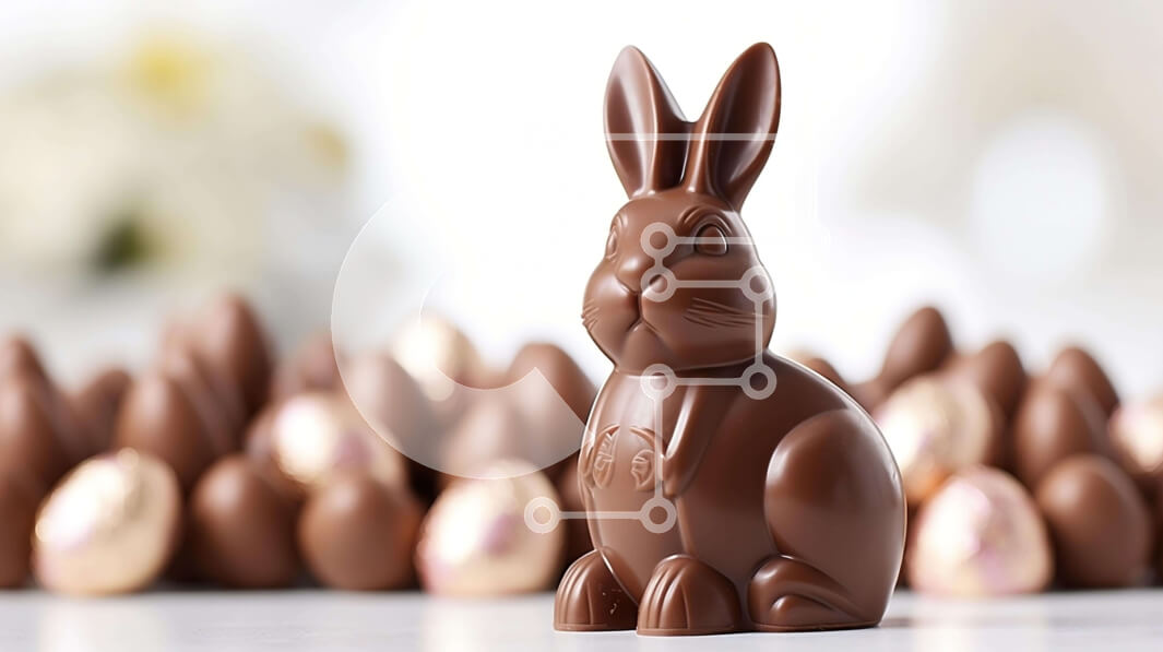 Intra Συλλεκτικό Ξύλινο Παζλ Plywood  4mm - Σοκολατένιο λαγουδάκι και πασχαλινά αυγά Σε Ξύλινο Κουτί - Διαστάσεις: 10x10 cm – 25 κομμάτια