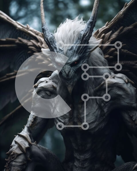 Intra Συλλεκτικό Ξύλινο Παζλ Plywood  4mm - Απειλητικό σκοτεινό πλάσμα σε ένα μυστηριώδες δάσος Σε Ξύλινο Κουτί - Διαστάσεις Puzzle: 10x10 cm – 25 κομμάτια