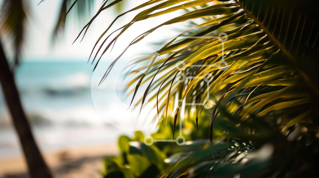 Intra Συλλεκτικό Ξύλινο Παζλ Plywood  4mm - Παραλία σκηνή με φοίνικες και ωκεανό Σε Ξύλινο Κουτί - Διαστάσεις: 10x10 cm – 25 κομμάτια