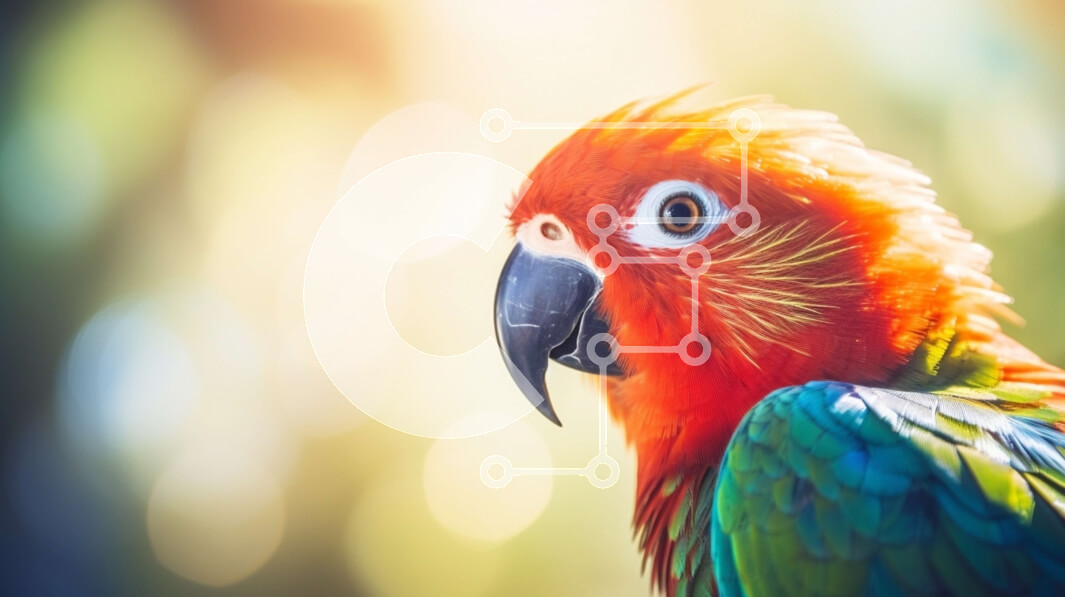 Intra Συλλεκτικό Ξύλινο Παζλ Plywood  4mm - Πολύχρωμος παπαγάλος στο προσκήνιο μιας φωτογραφίας Σε Ξύλινο Κουτί - Διαστάσεις: 10x10 cm – 25 κομμάτια