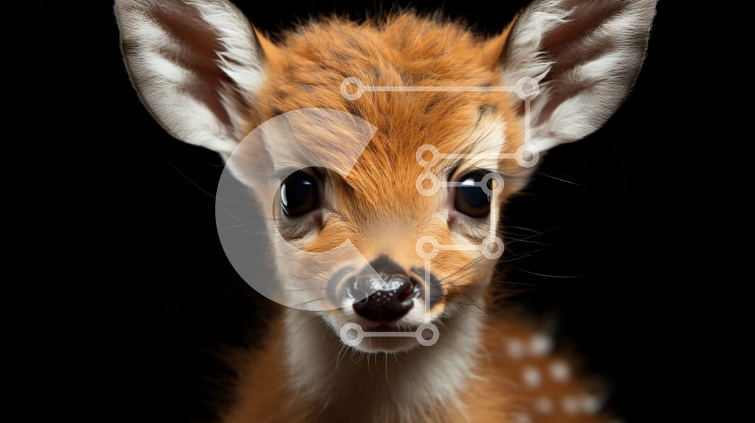 Σετ των 2 Intra Συλλεκτικό Ξύλινο Παζλ Plywood  4mm - Κοντινό πλάνο του προσώπου ενός μωρού ελαφιού με εκφραστικά μάτια Σε Ξύλινο Κουτί - Διαστάσεις: 10x10 cm – 25 κομμάτια