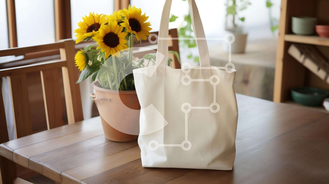 Intra Συλλεκτικό Ξύλινο Παζλ Plywood  4mm - Λευκή τσάντα με ηλίανθους και φυτό σε γλάστρα Σε Ξύλινο Κουτί - Διαστάσεις: 10x10 cm – 25 κομμάτια